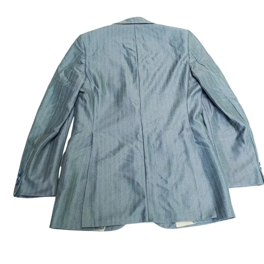 VTG Montgomery Ward 70s Retro Blue Green Leisure Suit Jacket Sport Coat 42x30